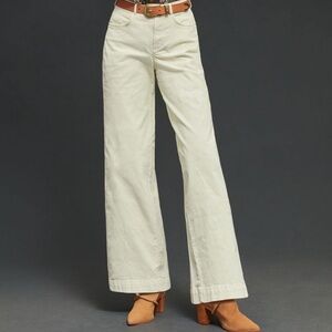 Anthropologie Cream Wide Leg Pants